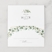 Elegant Goud Geometrisch Groen Bruiloft Gevouwen Plaatskaartje (Buitenkant ongevouwen)