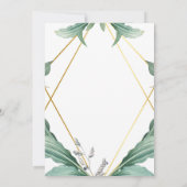 Elegant Goud Geometrisch Groen Bruiloft Kaart (Achterkant)