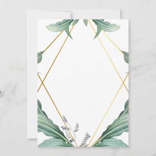 Elegant Goud Geometrisch Groen Bruiloft Kaart (Achterkant)