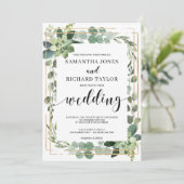 Elegant goud geometrisch lijst succulent bruiloft kaart (Staand voorkant)