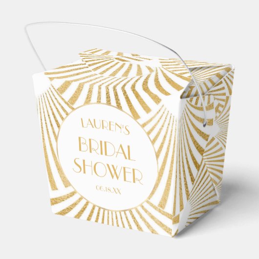 Elegant Goud Geometrische Art Deco Vrijgezellenfee Bedankdoosjes (Achterkant)