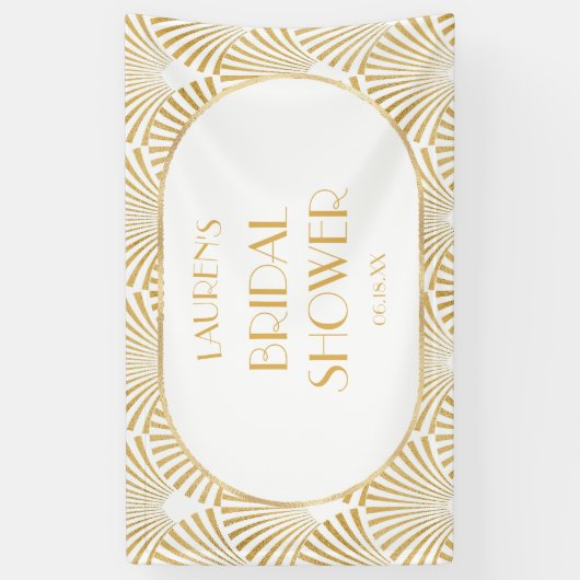 Elegant Goud Geometrische Art Deco Vrijgezellenfee Spandoek (Verticaal)