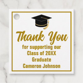 Elegant goud gepersonaliseerd 2025 afstudeerfeest bedankjes labels
