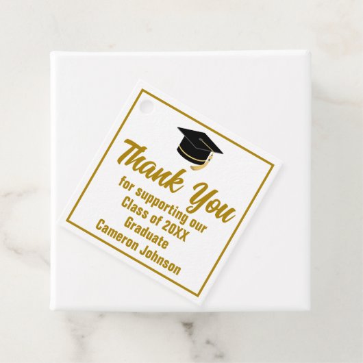 Elegant goud gepersonaliseerd 2025 afstudeerfeest bedankjes labels (In situ)