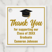 Elegant goud gepersonaliseerd 2025 afstudeerfeest bedankjes labels (Voorkant)