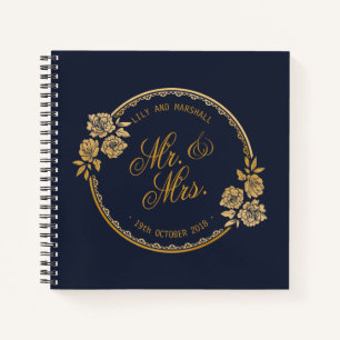 Elegant Goud Gepersonaliseerd Huwelijk   Guestbook Notitieboek
