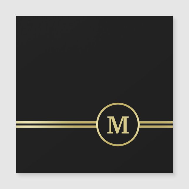 Elegant goud Gepersonaliseerd monogram op zwart (Voorkant)