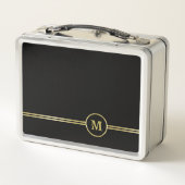 Elegant goud Gepersonaliseerd monogram op zwart (Achterkant)