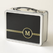 Elegant goud Gepersonaliseerd monogram op zwart (Achterkant)