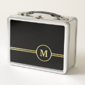 Elegant goud Gepersonaliseerd monogram op zwart (Voorkant)
