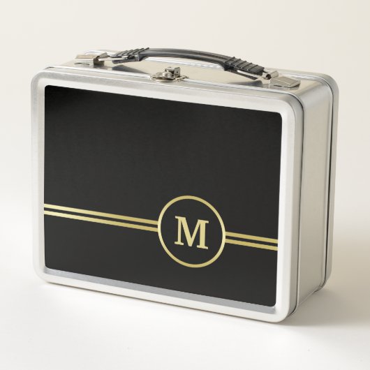 Elegant goud Gepersonaliseerd monogram op zwart (Voorkant)