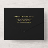 Elegant goud Gepersonaliseerd monogram op zwart All In One Uitnodiging (Achterkant)