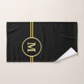 Elegant goud Gepersonaliseerd monogram op zwart Bad Handdoek (Handdoek)