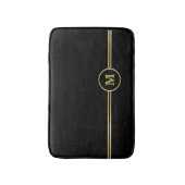 Elegant goud Gepersonaliseerd monogram op zwart Badmat (Voorkant Verticaal)