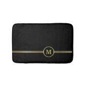 Elegant goud Gepersonaliseerd monogram op zwart Badmat (Voorkant)