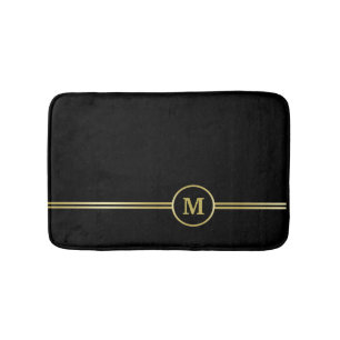 Elegant goud Gepersonaliseerd monogram op zwart Badmat