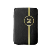 Elegant goud Gepersonaliseerd monogram op zwart Badmat (Voorkant Verticaal)