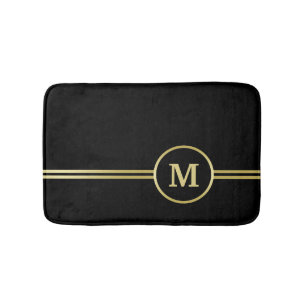 Elegant goud Gepersonaliseerd monogram op zwart Badmat