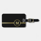 Elegant goud Gepersonaliseerd monogram op zwart Bagagelabel (Voorkant horizontaal)