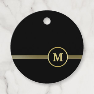 Elegant goud Gepersonaliseerd monogram op zwart Bedankjes Labels