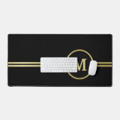 Elegant goud Gepersonaliseerd monogram op zwart Bureaumat (Keyboard & Muis)