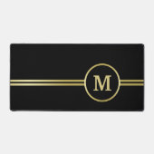Elegant goud Gepersonaliseerd monogram op zwart Bureaumat (Voorkant)