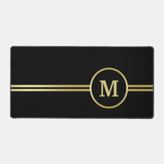 Elegant goud Gepersonaliseerd monogram op zwart Bureaumat