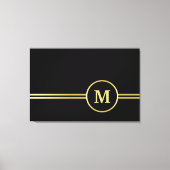 Elegant goud Gepersonaliseerd monogram op zwart Canvas Afdruk (Voorkant)