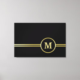 Elegant goud Gepersonaliseerd monogram op zwart Canvas Afdruk