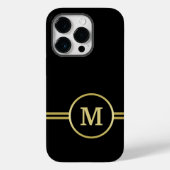 Elegant goud Gepersonaliseerd monogram op zwart Case-Mate iPhone Case (Achterkant)