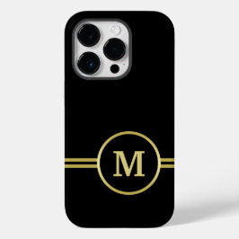 Elegant goud Gepersonaliseerd monogram op zwart Case-Mate iPhone 14 Pro Hoesje