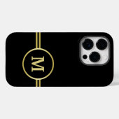 Elegant goud Gepersonaliseerd monogram op zwart Case-Mate iPhone Case (Achterkant (horizontaal))