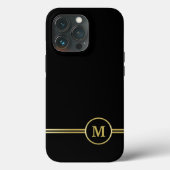Elegant goud Gepersonaliseerd monogram op zwart Case-Mate iPhone Case (Achterkant)
