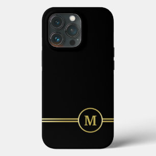 Elegant goud Gepersonaliseerd monogram op zwart Case-Mate iPhone Case