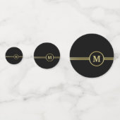 Elegant goud Gepersonaliseerd monogram op zwart Confetti (Achterkanten)