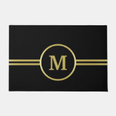 Elegant goud Gepersonaliseerd monogram op zwart Deurmat (Voorkant)