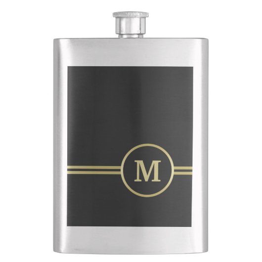 Elegant goud Gepersonaliseerd monogram op zwart Flacon (Voorkant)