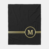 Elegant goud Gepersonaliseerd monogram op zwart Fleece Deken (Voorkant)