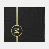 Elegant goud Gepersonaliseerd monogram op zwart Fleece Deken (Voorkant (Horizontaal))