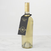 Elegant goud Gepersonaliseerd monogram op zwart Flessenhanger (Schuin)