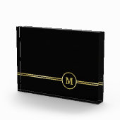Elegant goud Gepersonaliseerd monogram op zwart Fotoblokken (Rechts)