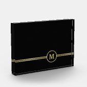 Elegant goud Gepersonaliseerd monogram op zwart Fotoblokken (Links)