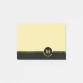 Elegant goud gepersonaliseerd monogram op zwart go post-it® notes (Voorkant)