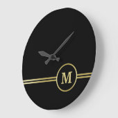 Elegant goud Gepersonaliseerd monogram op zwart Grote Klok (Hoek)