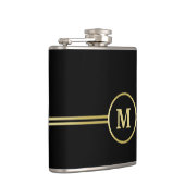 Elegant goud Gepersonaliseerd monogram op zwart Heupfles (Rechts)