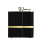 Elegant goud Gepersonaliseerd monogram op zwart Heupfles (Achterkant)