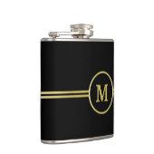 Elegant goud Gepersonaliseerd monogram op zwart Heupfles (Rechts)