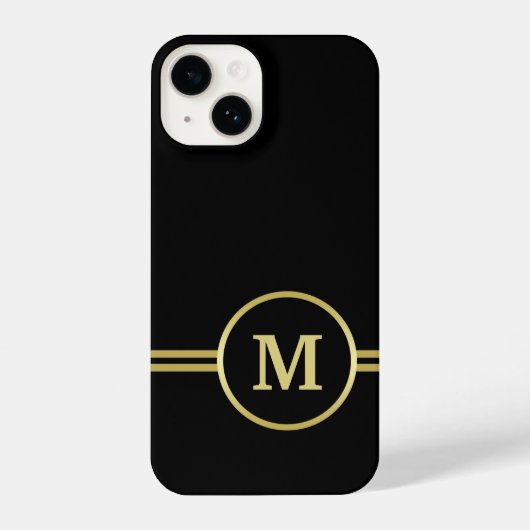 Elegant goud Gepersonaliseerd monogram op zwart iPhone Hoesje (Achterkant)