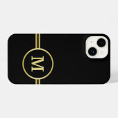 Elegant goud Gepersonaliseerd monogram op zwart iPhone Hoesje (Achterkant horizontaal)