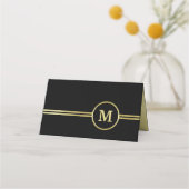 Elegant goud Gepersonaliseerd monogram op zwart Klantenkaartje (Voorkant)